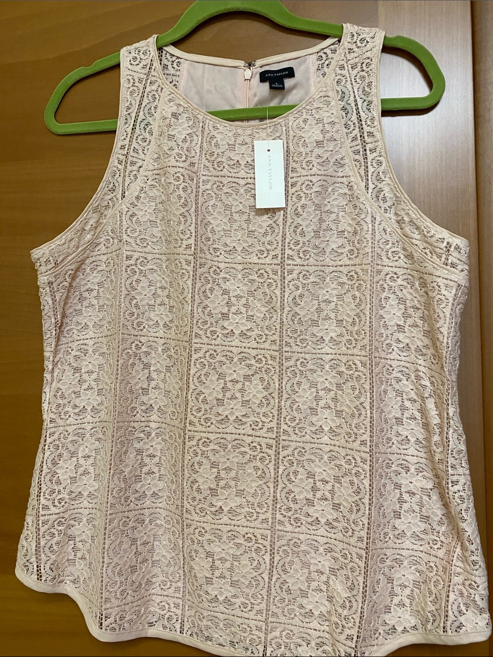 Ann Taylor Lace Panel Sleeveless Top - Blush